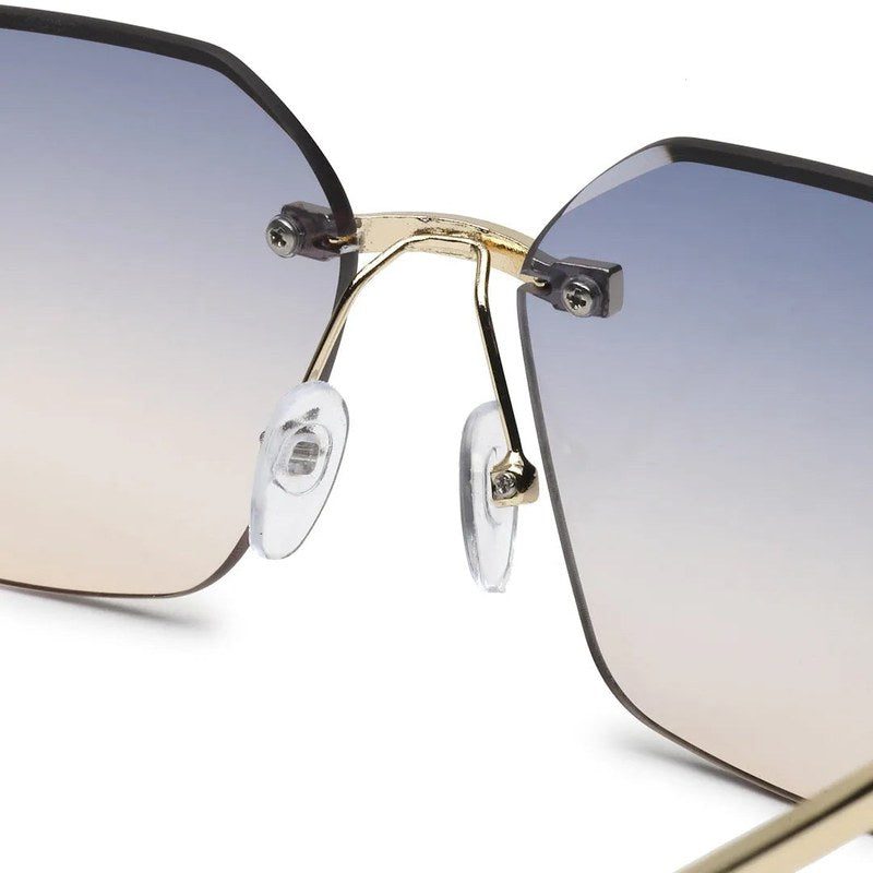 Valora Gradient Blue & Brown Medium Rim Less Square Sunglasses for Men — Hashtag Eyewears