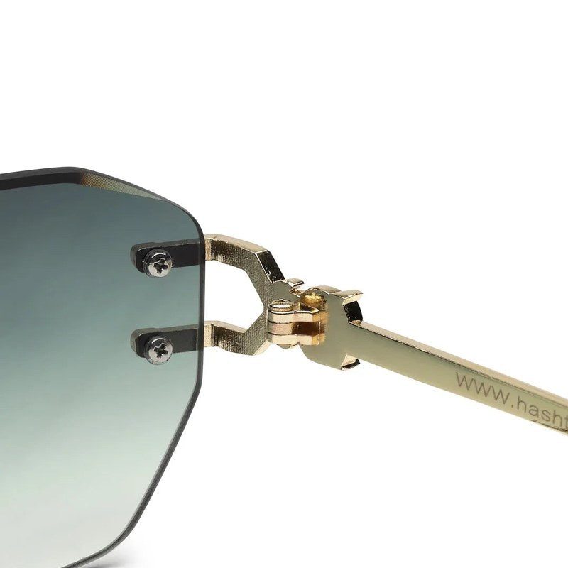 Valora Gradient Green Medium Rim Less Square Sunglasses for Men — Hashtag Eyewears