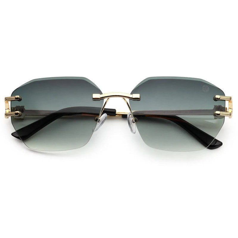 Valora Gradient Green Medium Rim Less Square Sunglasses for Men — Hashtag Eyewears