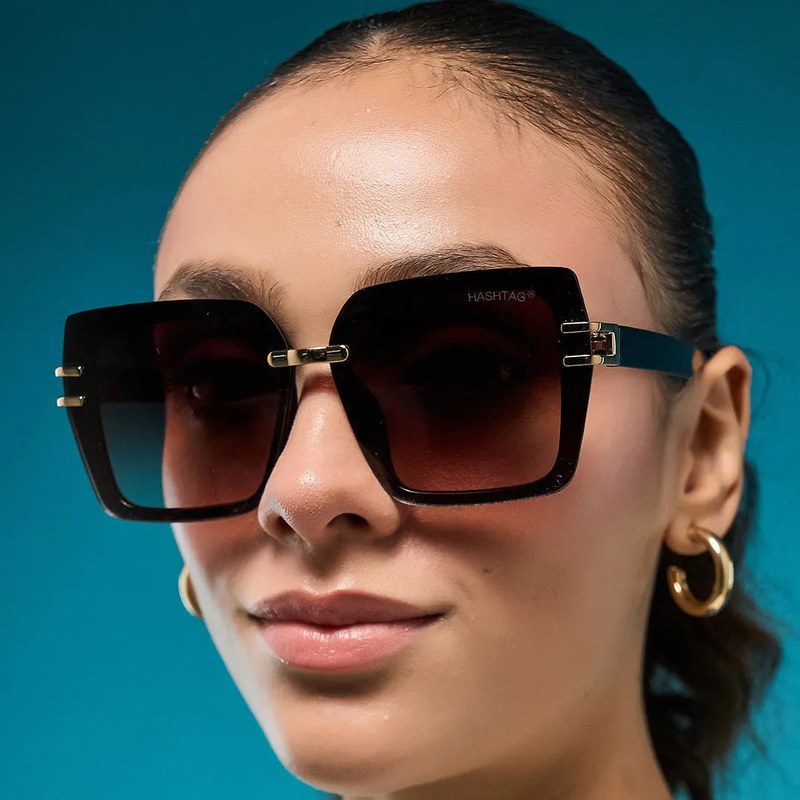 Valoria Brown Large Full Rim Square Sunglasses for Women — Hashtag Eyewears