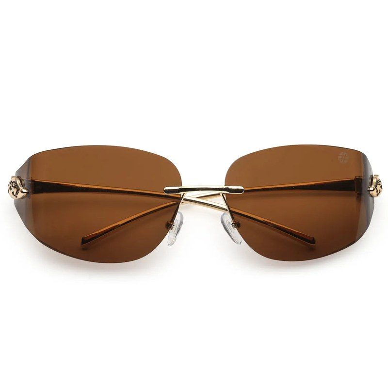 Valtrix Brown Medium Rim Less Oval Sunglasses for Men — Hashtag Eyewears