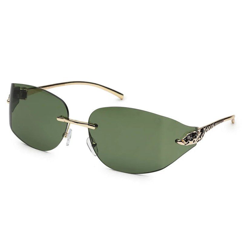 Valtrix Green Medium Rim Less Oval Sunglasses for Men — Hashtag Eyewears