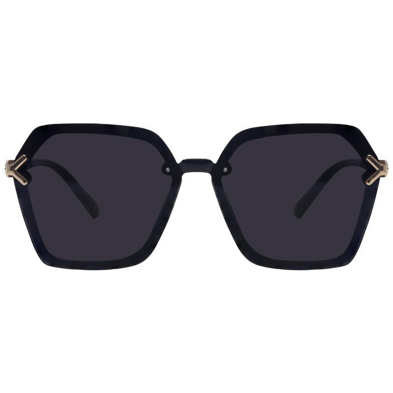 Veilion Black Large Full Rim Hexagonal Sunglasses for Women — Hashtag Eyewears