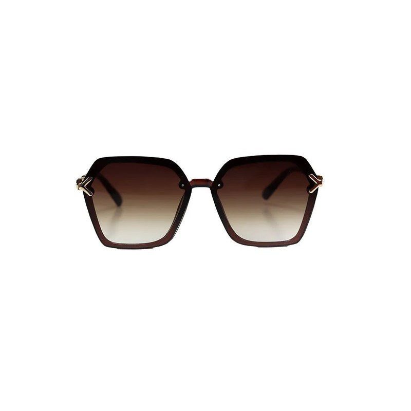 Veilion Brown Large Full Rim Hexagonal Sunglasses for Women — Hashtag Eyewears