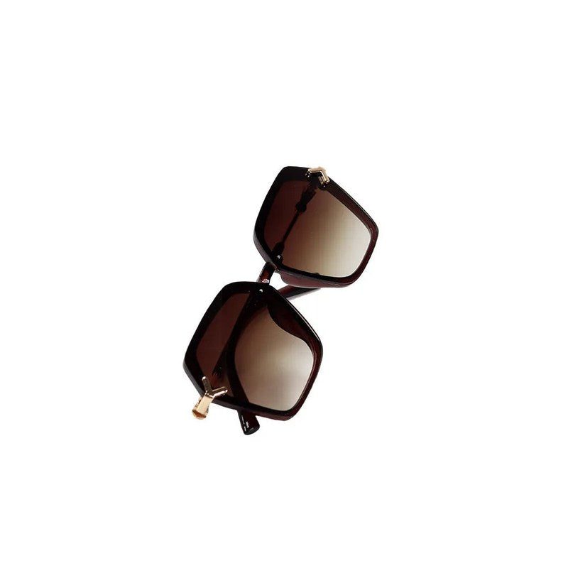 Veilion Brown Large Full Rim Hexagonal Sunglasses for Women — Hashtag Eyewears