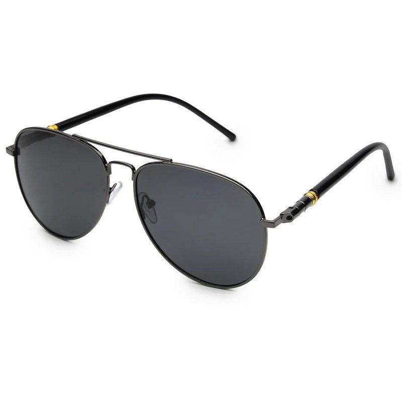 Vesper Black Medium Full Rim Aviator Sunglasses for Men — Hashtag Eyewears