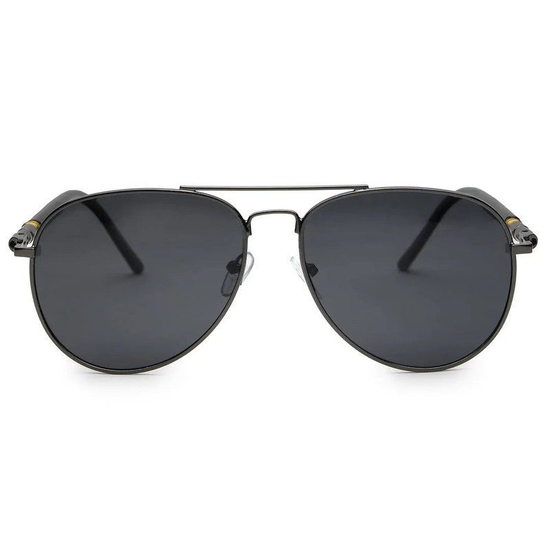Vesper Black Medium Full Rim Aviator Sunglasses for Men — Hashtag Eyewears