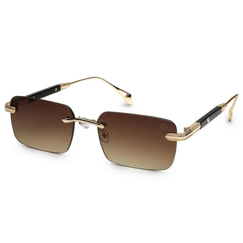 Veyra Brown Medium Rim Less Rectangle Sunglasses for Men — Hashtag Eyewears