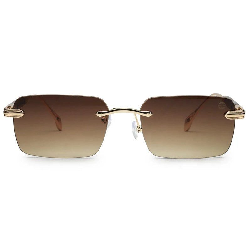 Veyra Brown Medium Rim Less Rectangle Sunglasses for Men — Hashtag Eyewears