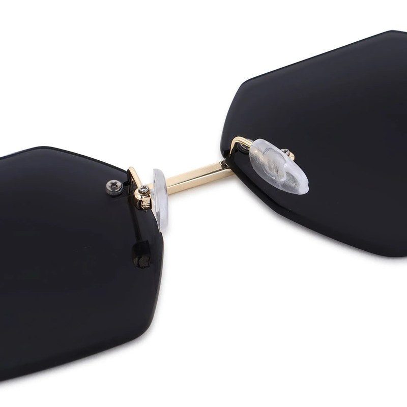 VisionVogue Black Medium Rim Less Hexagonal Sunglasses for Men & Women — Hashtag Eyewears