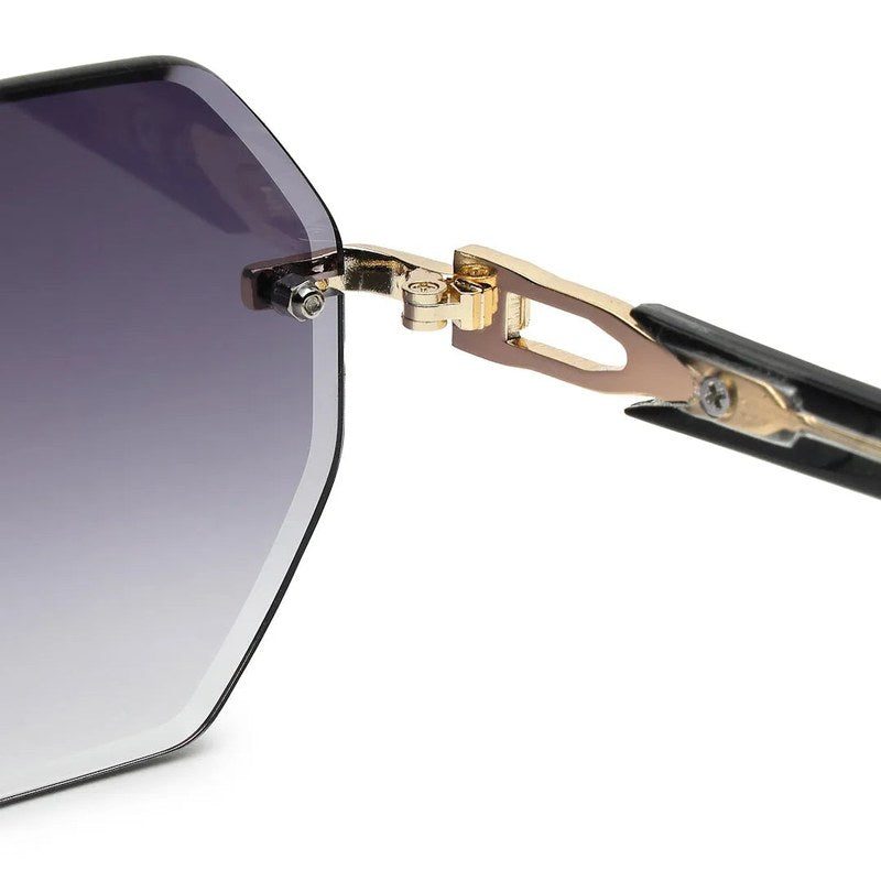 VisionVogue Gradient Black Medium Rim Less Hexagonal Sunglasses for Men & Women — Hashtag Eyewears