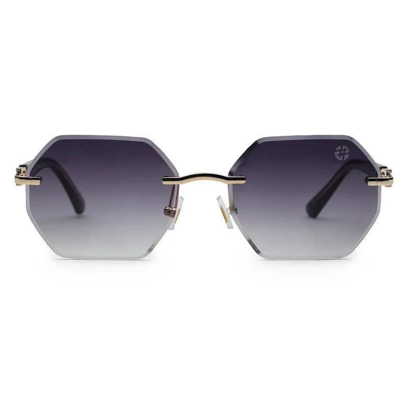 VisionVogue Gradient Black Medium Rim Less Hexagonal Sunglasses for Men & Women — Hashtag Eyewears