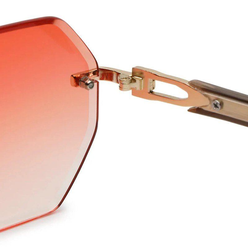 VisionVogue Gradient Pink Medium Rim Less Hexagonal Sunglasses for Men & Women — Hashtag Eyewears