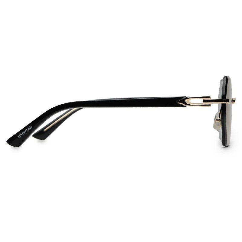 VisionVogue Grey Medium Rim Less Hexagonal Sunglasses for Men & Women — Hashtag Eyewears