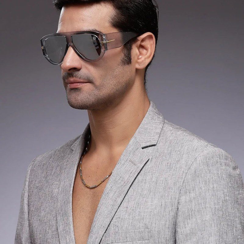 Vista Grey Medium Full Rim Aviator Sunglasses for Men & Women — Hashtag Eyewears