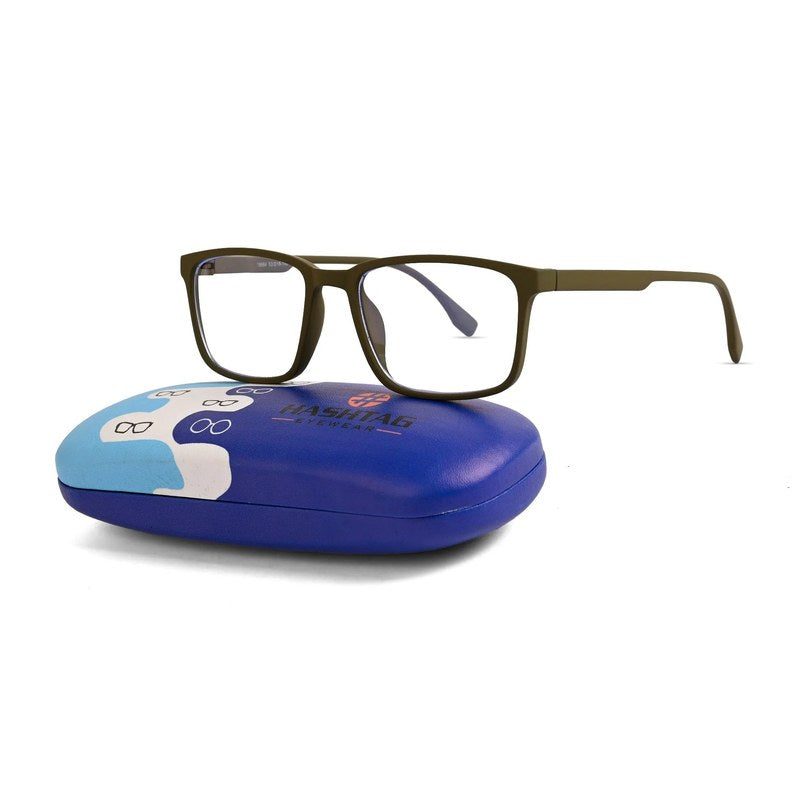 Vizionix Olive Green Medium Full Rim RECTANGLE Computer Glasses for Men & Women — Hashtag Eyewears