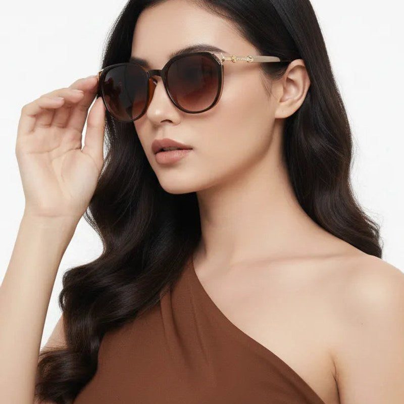 Vortex Brown Medium Full Rim Round Sunglasses for Women β Hashtag Eyewears