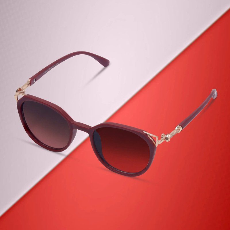 Vortex Red Medium Full Rim Round Sunglasses for Women — Hashtag Eyewears