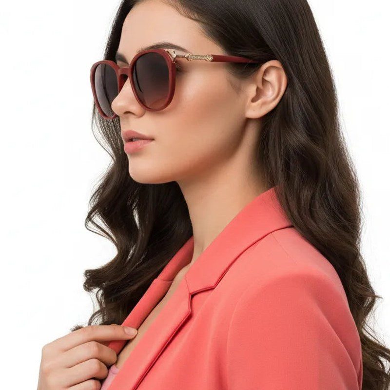 Vortex Red Medium Full Rim Round Sunglasses for Women — Hashtag Eyewears