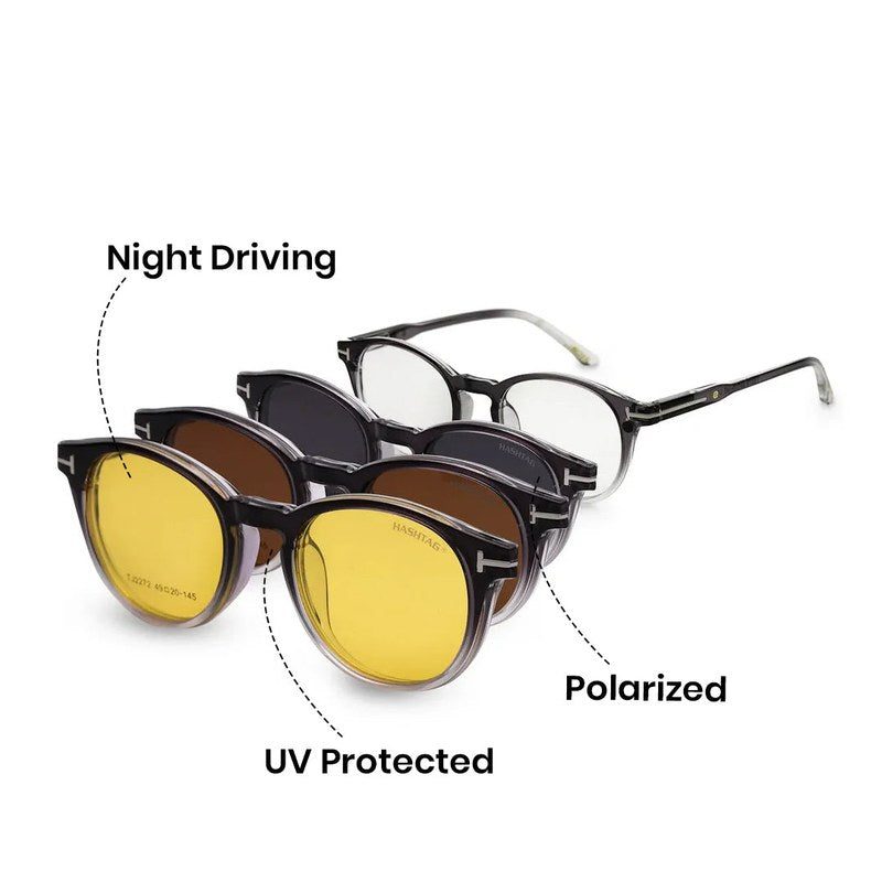 Xalora Gradient Black Small Full Rim Oval Clip-on for Men & Women — Hashtag Eyewears