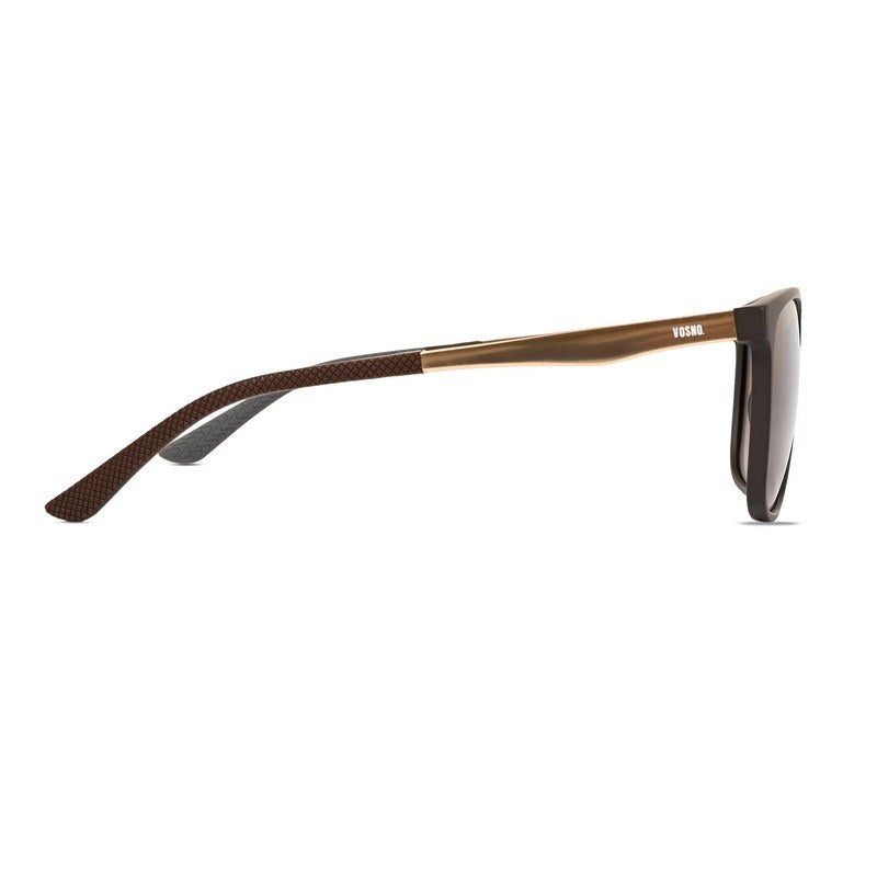 Zelora Mate Brown & Grey Large Full Rim Wayarer Sunglasses for Men & Women HASHTAG X VOSNO — Hashtag Eyewears