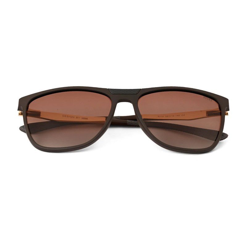 Zelora Mate Brown & Grey Large Full Rim Wayarer Sunglasses for Men & Women HASHTAG X VOSNO — Hashtag Eyewears