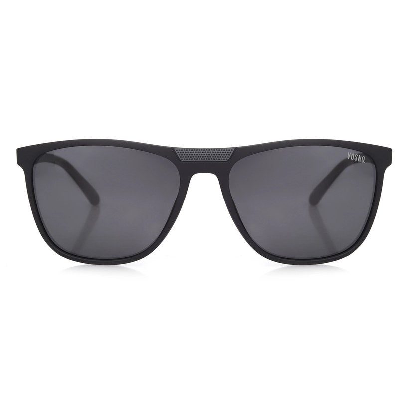 Zelora Mate Grey & Black Large Full Rim Wayfarer Sunglasses for Men & Women HASHTAG X VOSNO — Hashtag Eyewears