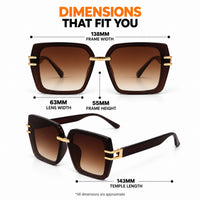 Valoria | Brown Large Full Rim Square Sunglasses for Women [UV-protected]