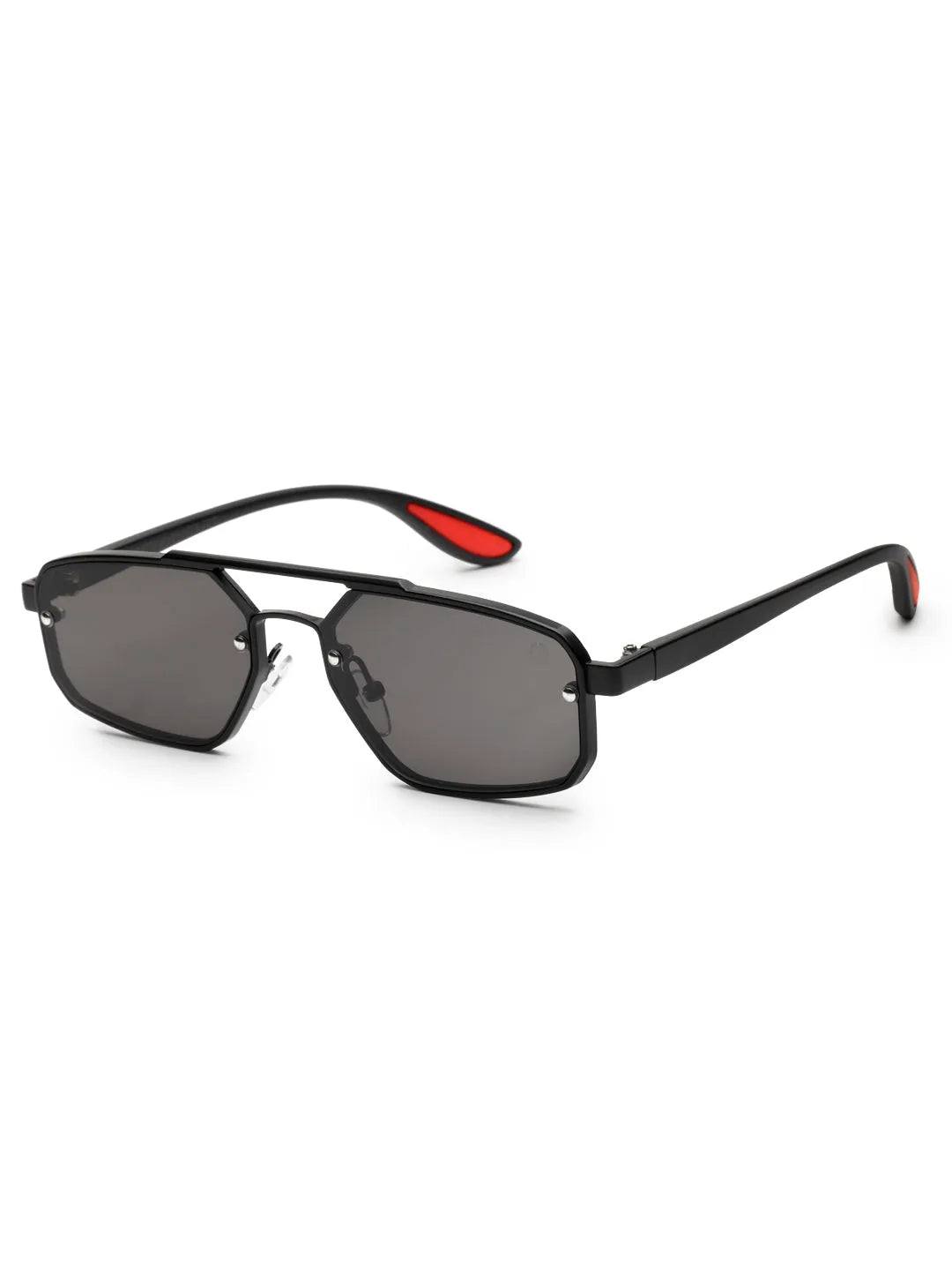 Shadron | Black Medium Full Rim Rectangle Sunglasses for Men [UV-protected]