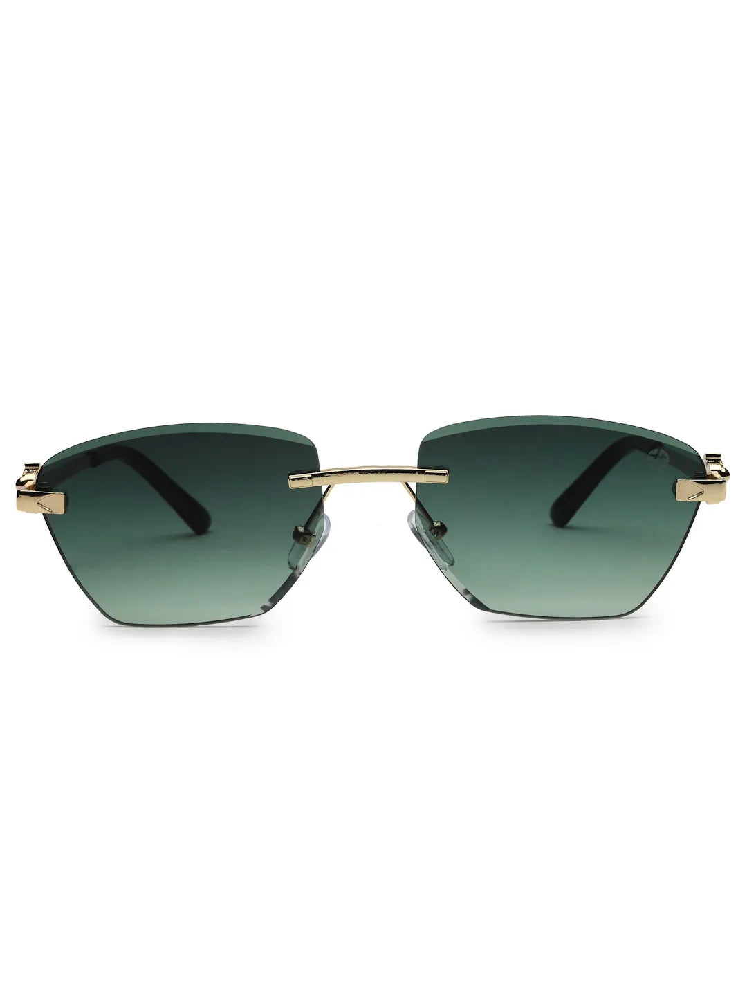 Pyrion | Green Medium Rim Less Rectangle Sunglasses for Men [UV-protected]