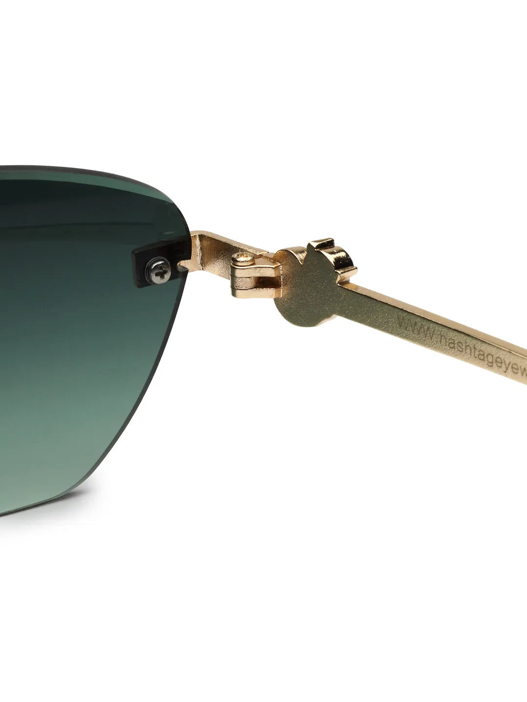 Pyrion | Green Medium Rim Less Rectangle Sunglasses for Men [UV-protected]