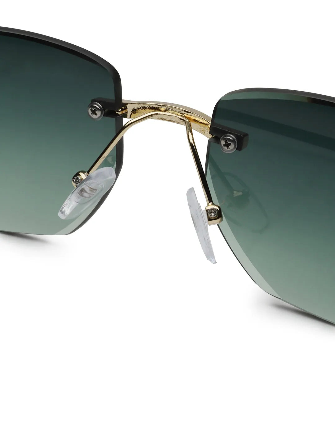 Pyrion | Green Medium Rim Less Rectangle Sunglasses for Men [UV-protected]