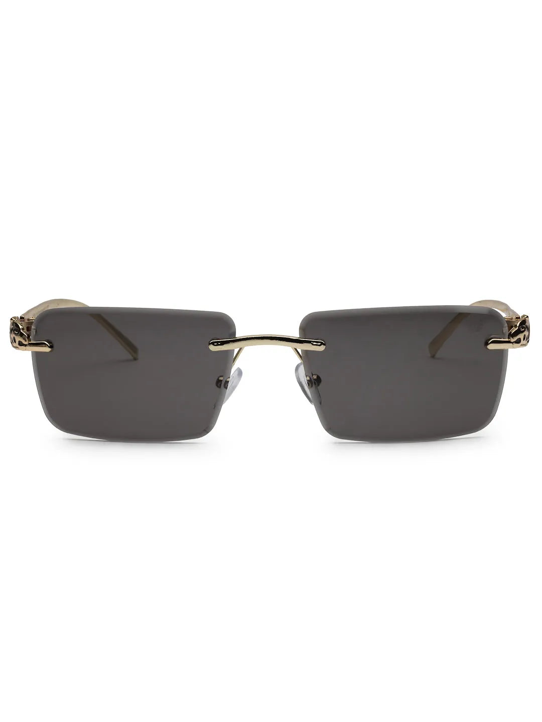 Clyra | Black Medium Rim Less Square Sunglasses for Men [UV-protected]
