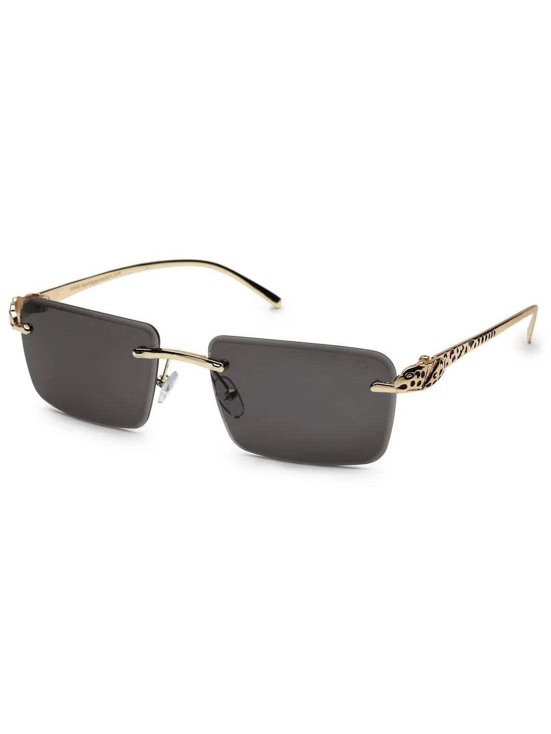 Clyra | Black Medium Rim Less Square Sunglasses for Men [UV-protected]