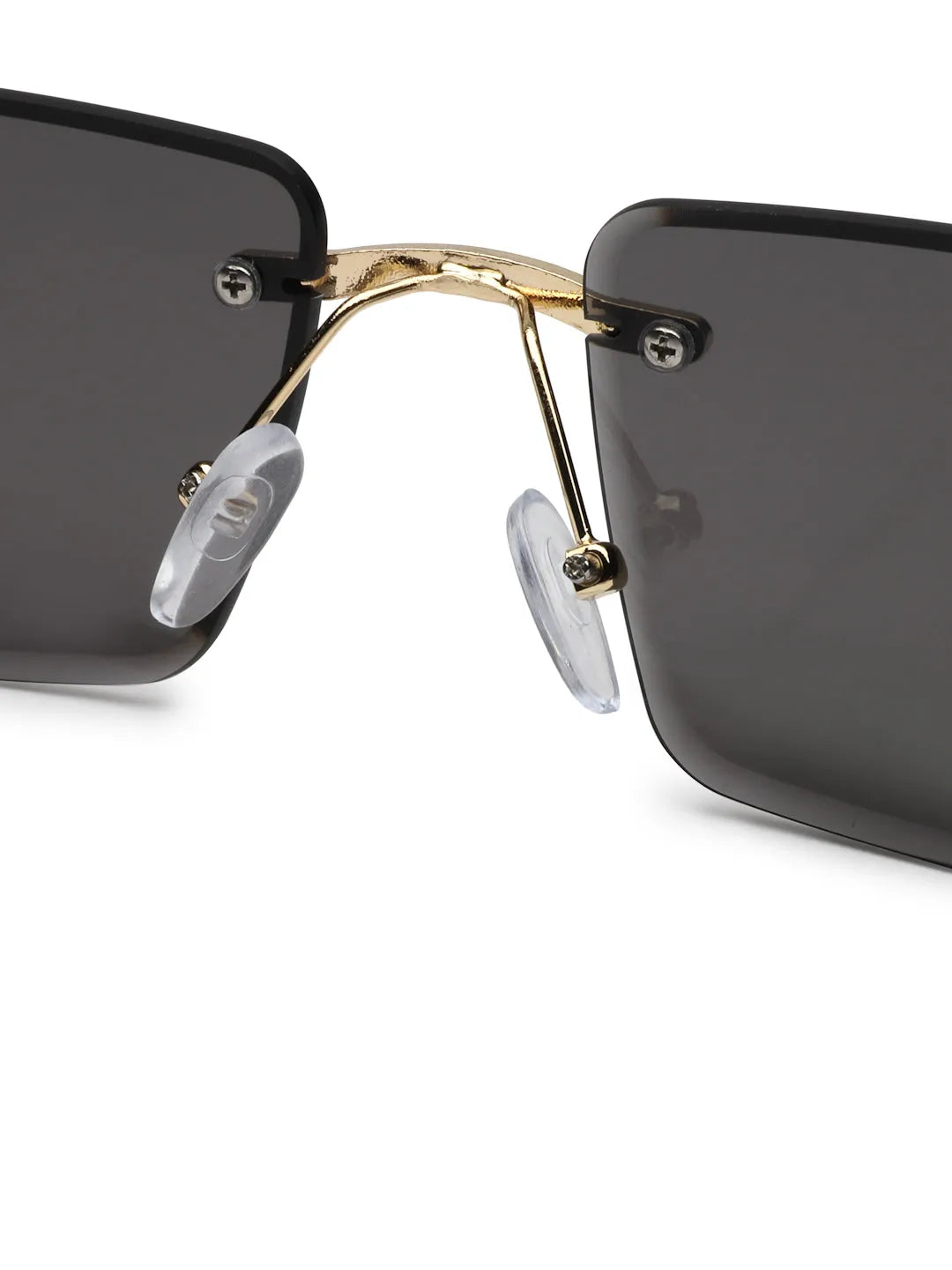 Clyra | Black Medium Rim Less Square Sunglasses for Men [UV-protected]