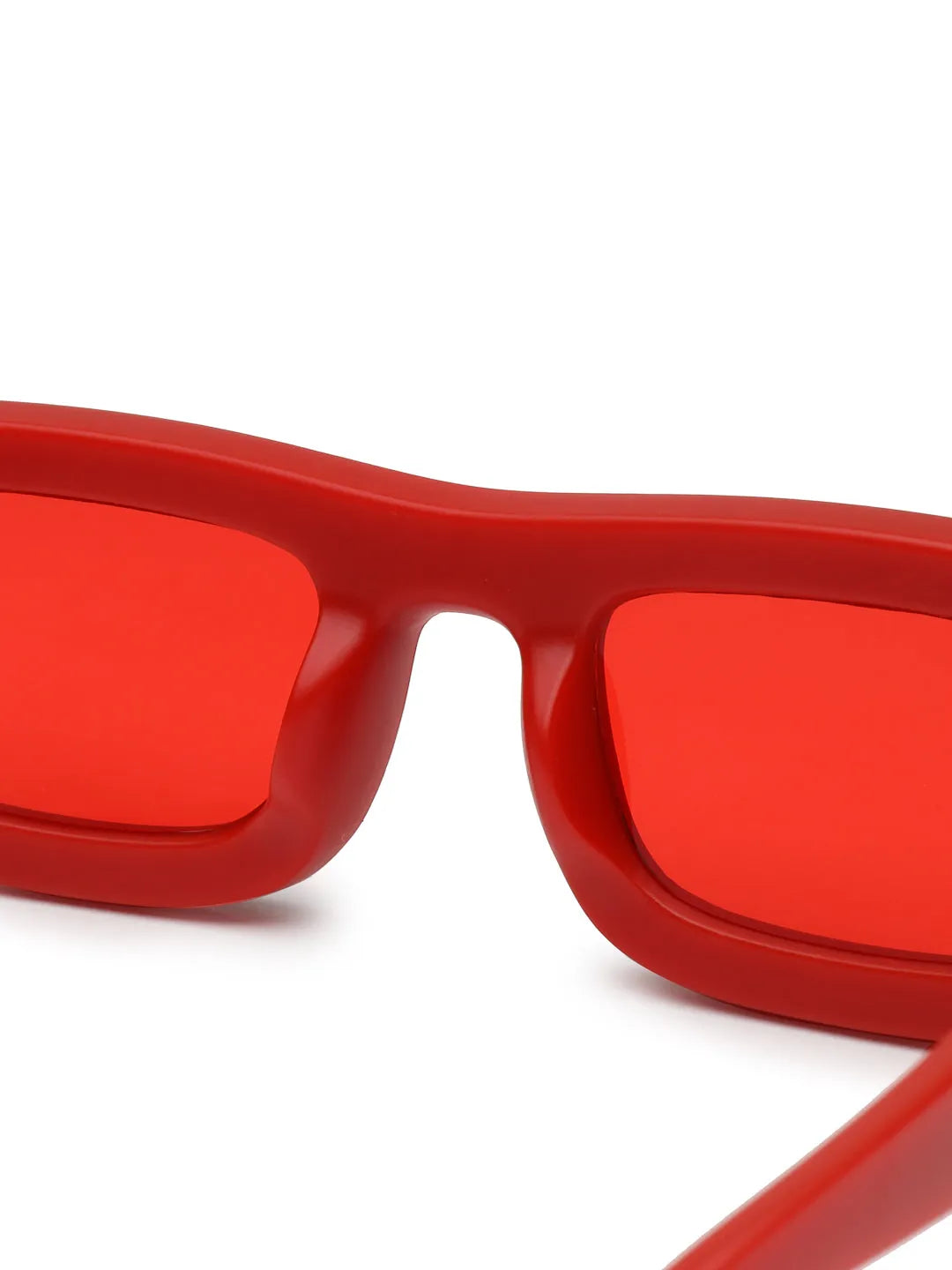 Crystix | Red Small Full Rim Rectangle Sunglasses for Men & Women [UV-protected]