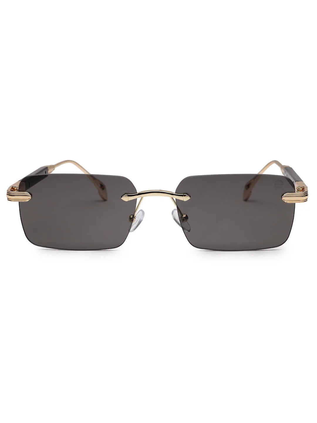 Veyra | Golden Medium Rim Less Rectangle Sunglasses for Men [UV-protected]