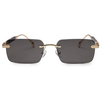 Veyra | Golden Medium Rim Less Rectangle Sunglasses for Men [UV-protected]