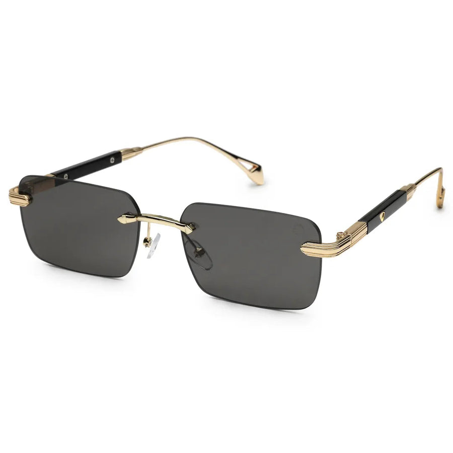 Veyra | Golden Medium Rim Less Rectangle Sunglasses for Men [UV-protected]