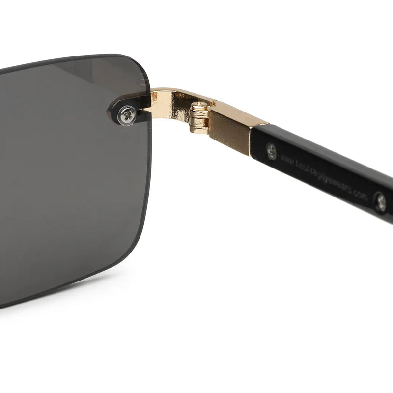 Veyra | Golden Medium Rim Less Rectangle Sunglasses for Men [UV-protected]