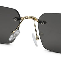 Veyra | Golden Medium Rim Less Rectangle Sunglasses for Men [UV-protected]