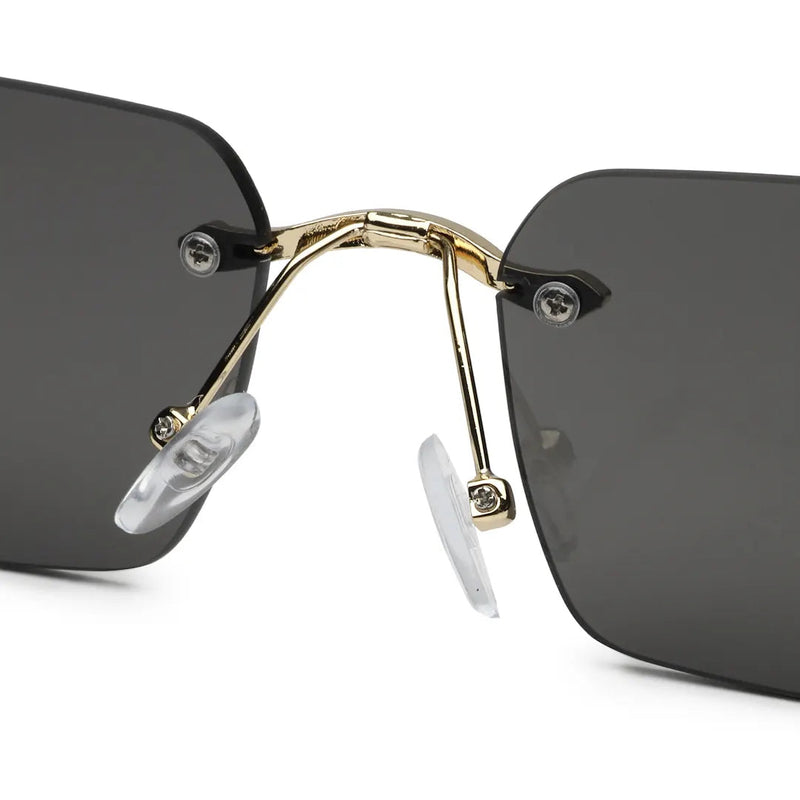 Veyra | Golden Medium Rim Less Rectangle Sunglasses for Men [UV-protected]