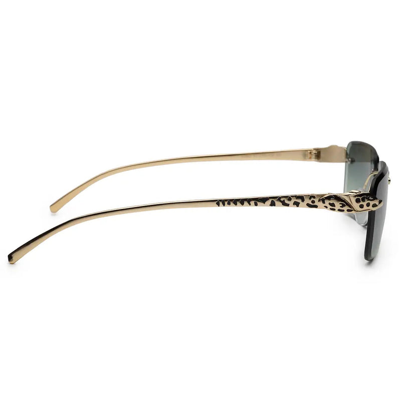 Clyra | Gradient Green Medium Rim Less RECTANGLE Sunglasses for Men [UV-protected]