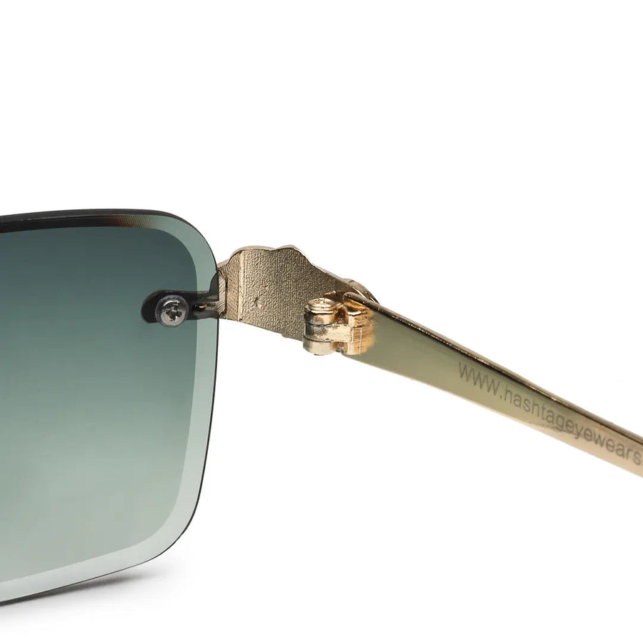 Clyra | Gradient Green Medium Rim Less RECTANGLE Sunglasses for Men [UV-protected]