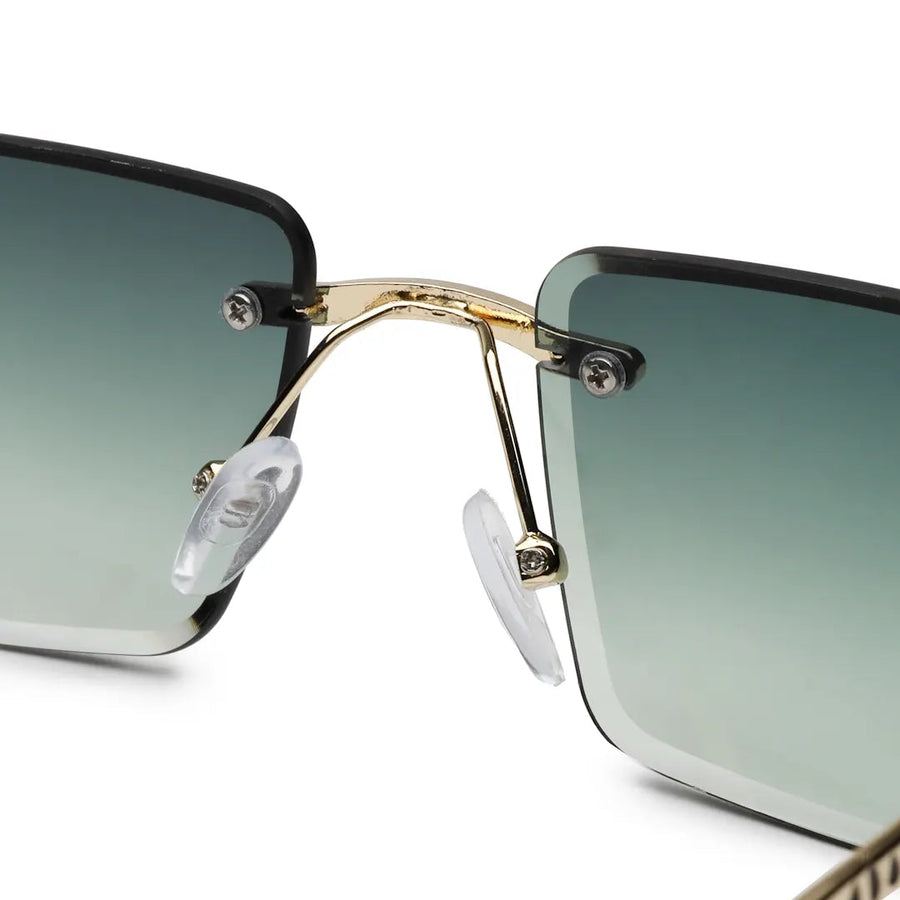 Clyra | Gradient Green Medium Rim Less RECTANGLE Sunglasses for Men [UV-protected]