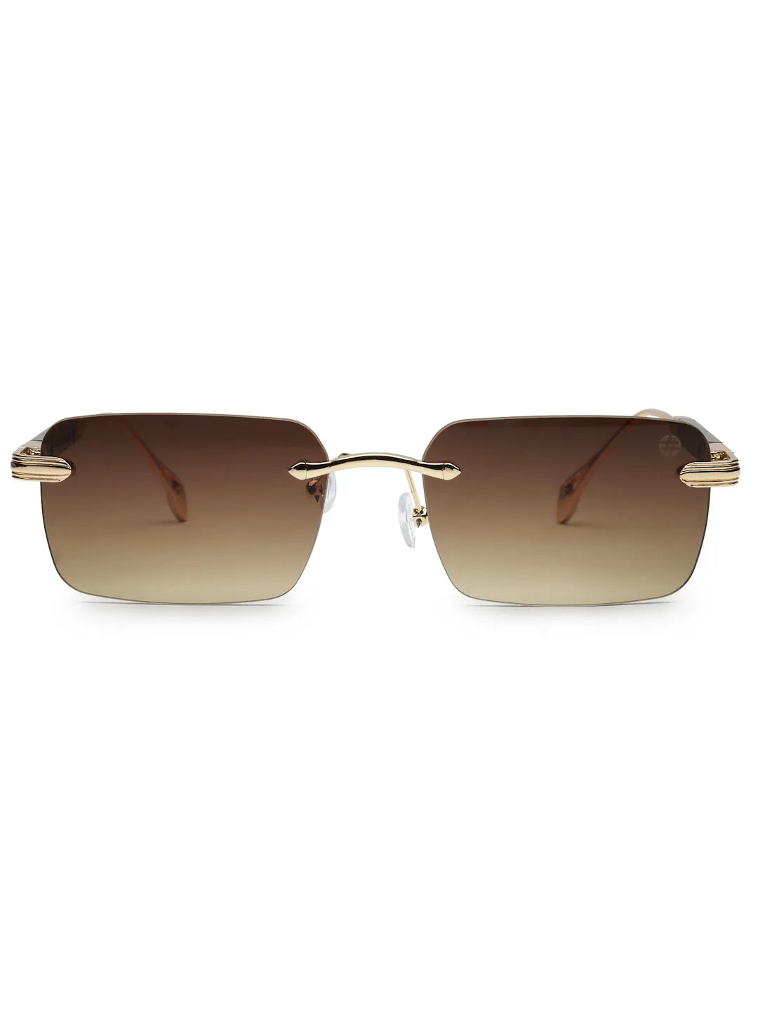 Veyra | Brown Medium Rim Less Rectangle Sunglasses for Men [UV-protected]