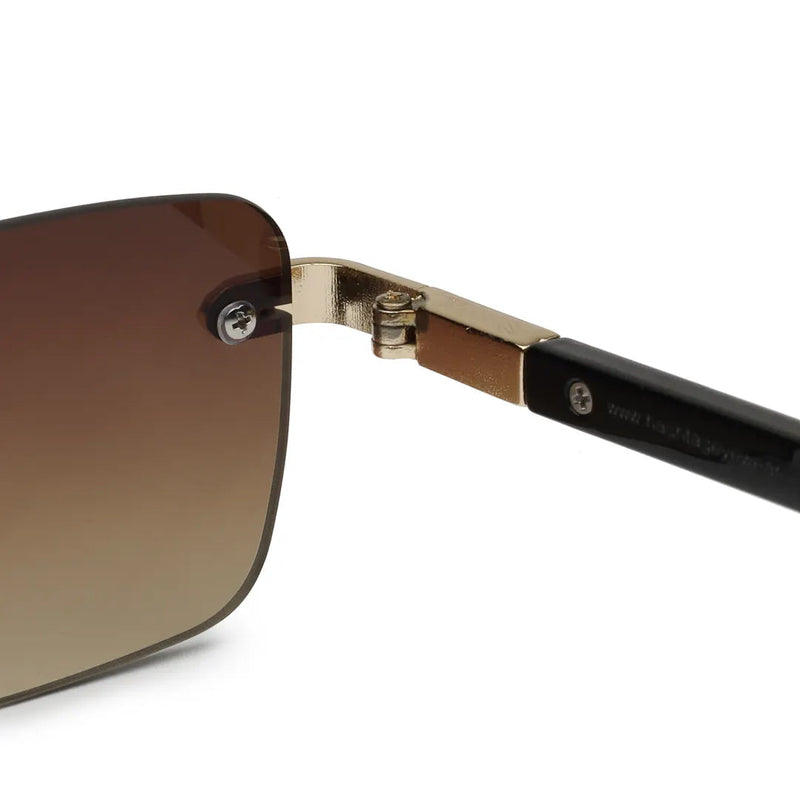 Veyra | Brown Medium Rim Less Rectangle Sunglasses for Men [UV-protected]