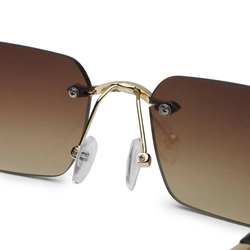Veyra | Brown Medium Rim Less Rectangle Sunglasses for Men [UV-protected]