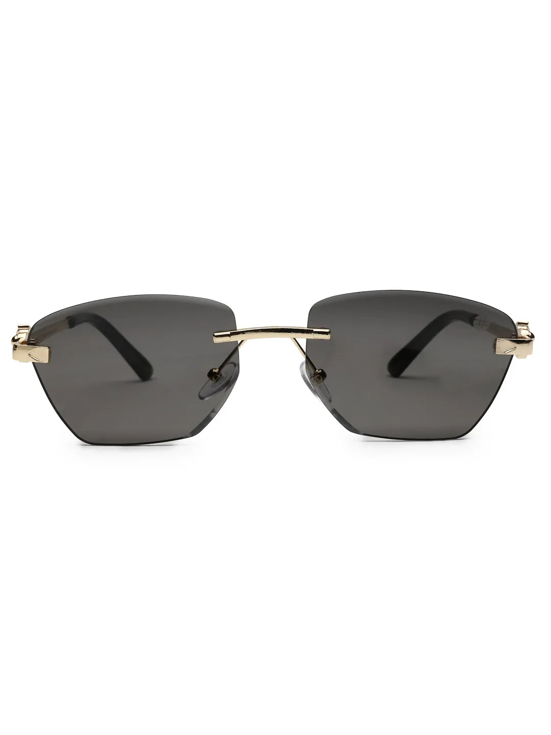 Pyrion | Black Medium Rim Less Rectangle Sunglasses for Men [UV-protected]