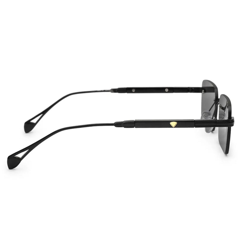 Veyra | Black Medium Rim Less Rectangle Sunglasses for Men [UV-protected]